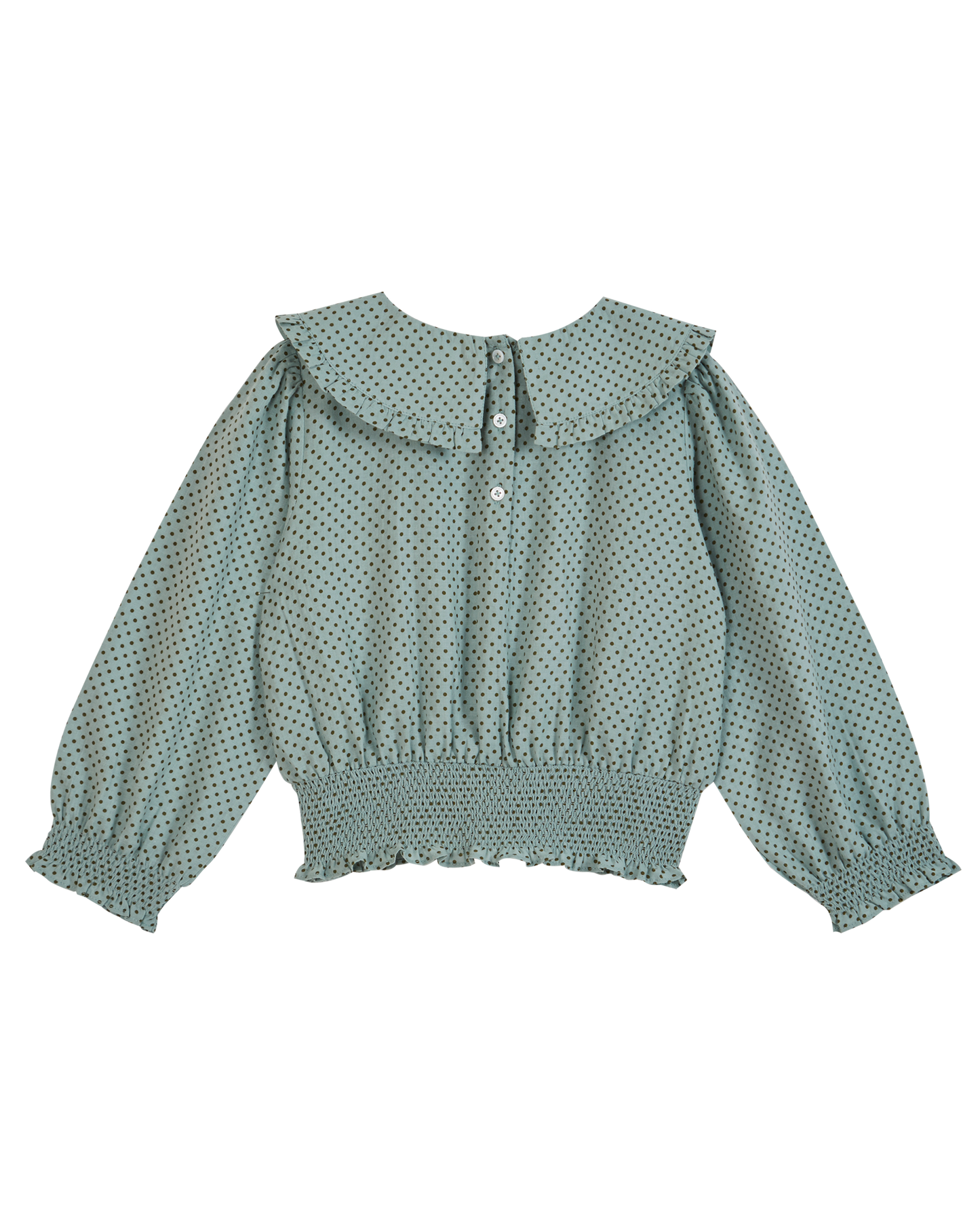 Blouse grand col à pois céladon