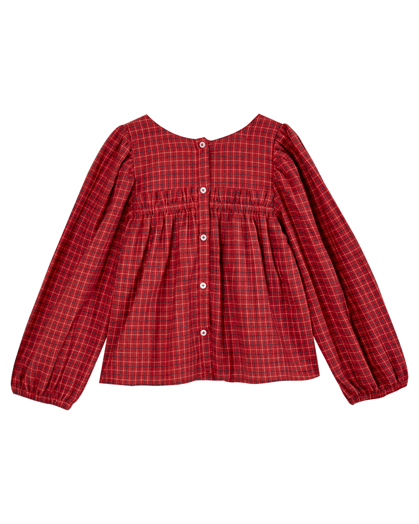 Blouse broderie écossais rouge