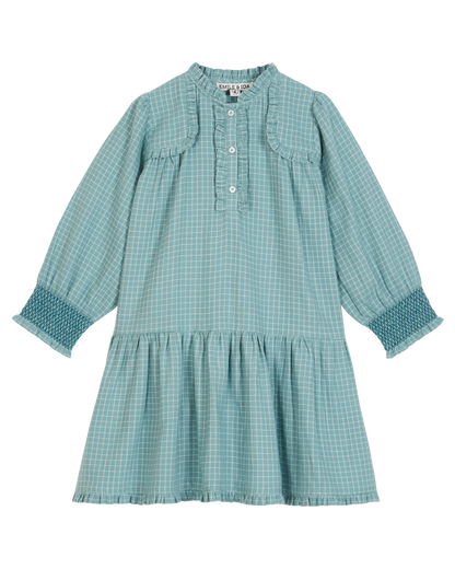 Robe carreaux Félicie céladon