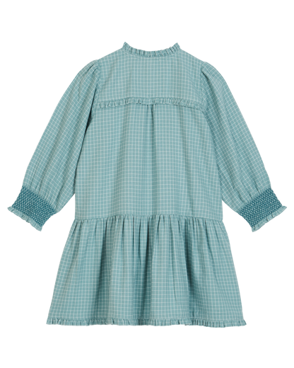 Robe carreaux Félicie céladon
