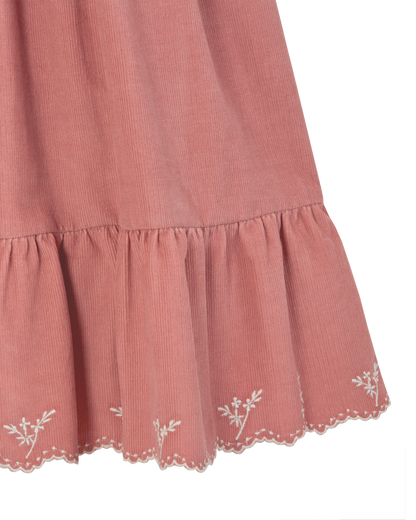 Robe à bretelles velours flamingo