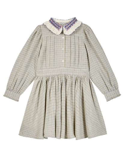 Robe col brodé caroline marine