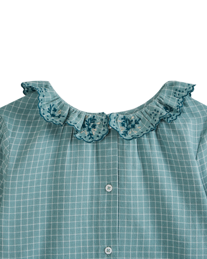 Blouse carreaux Félicie céladon