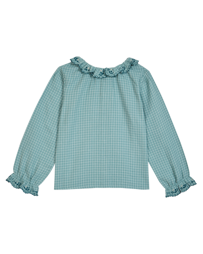 Blouse carreaux Félicie céladon