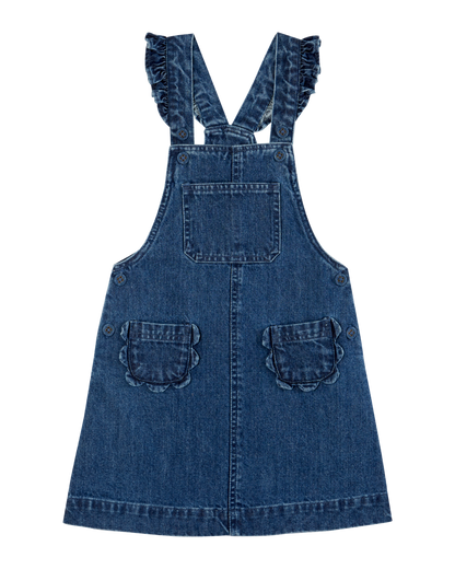 Robe tablier fleurs denim
