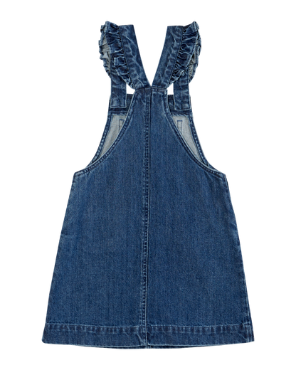 Robe tablier fleurs denim