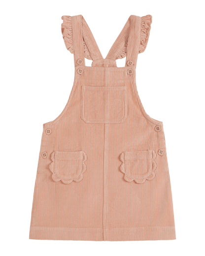 Robe tablier fleurs velours pivoine