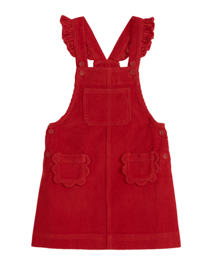 Robe tablier fleurs velours rouge