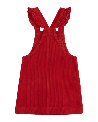 Robe tablier fleurs velours rouge