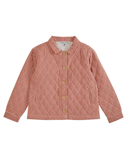 Veste matelassée vichy framboise