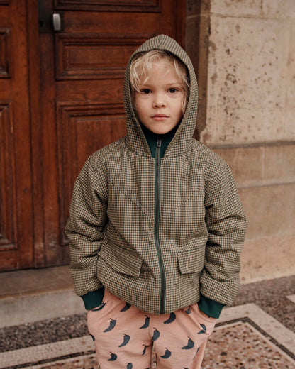 Blouson carreaux doublé Denise vert