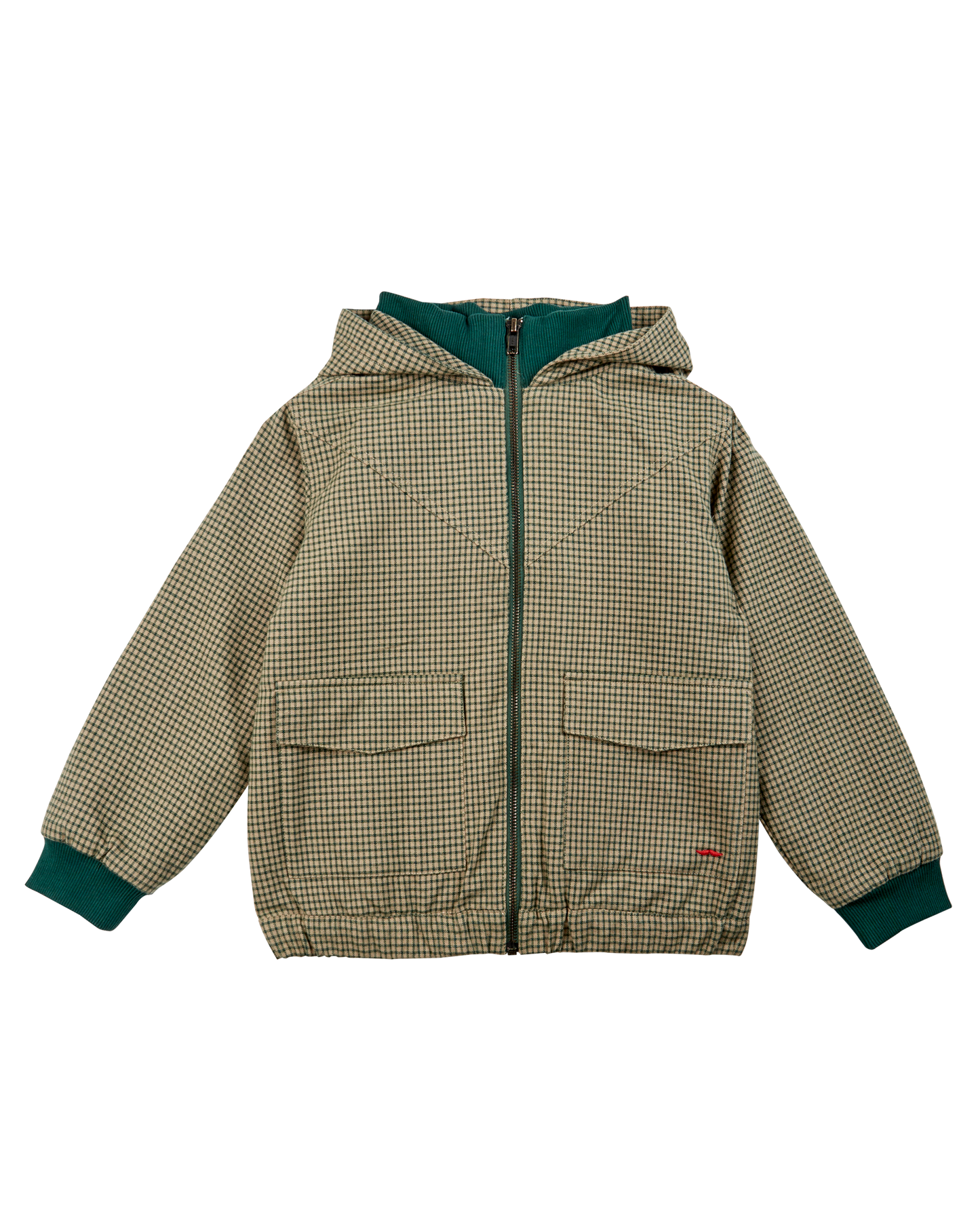 Blouson carreaux doublé Denise vert