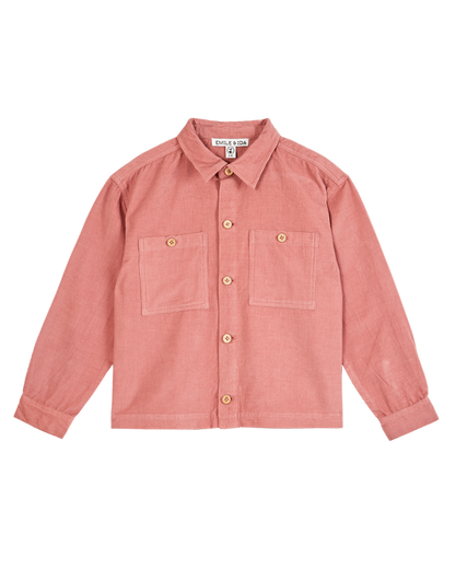 Chemise velours rose flamingo