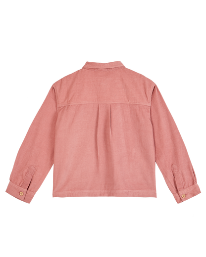 Chemise velours rose flamingo
