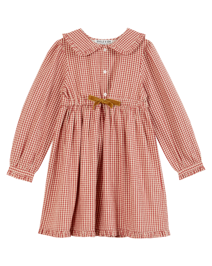 Robe vichy noeud framboise