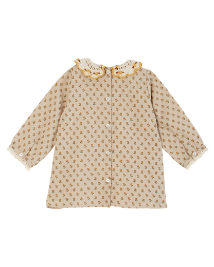 Robe bébé col crochet marceau beige