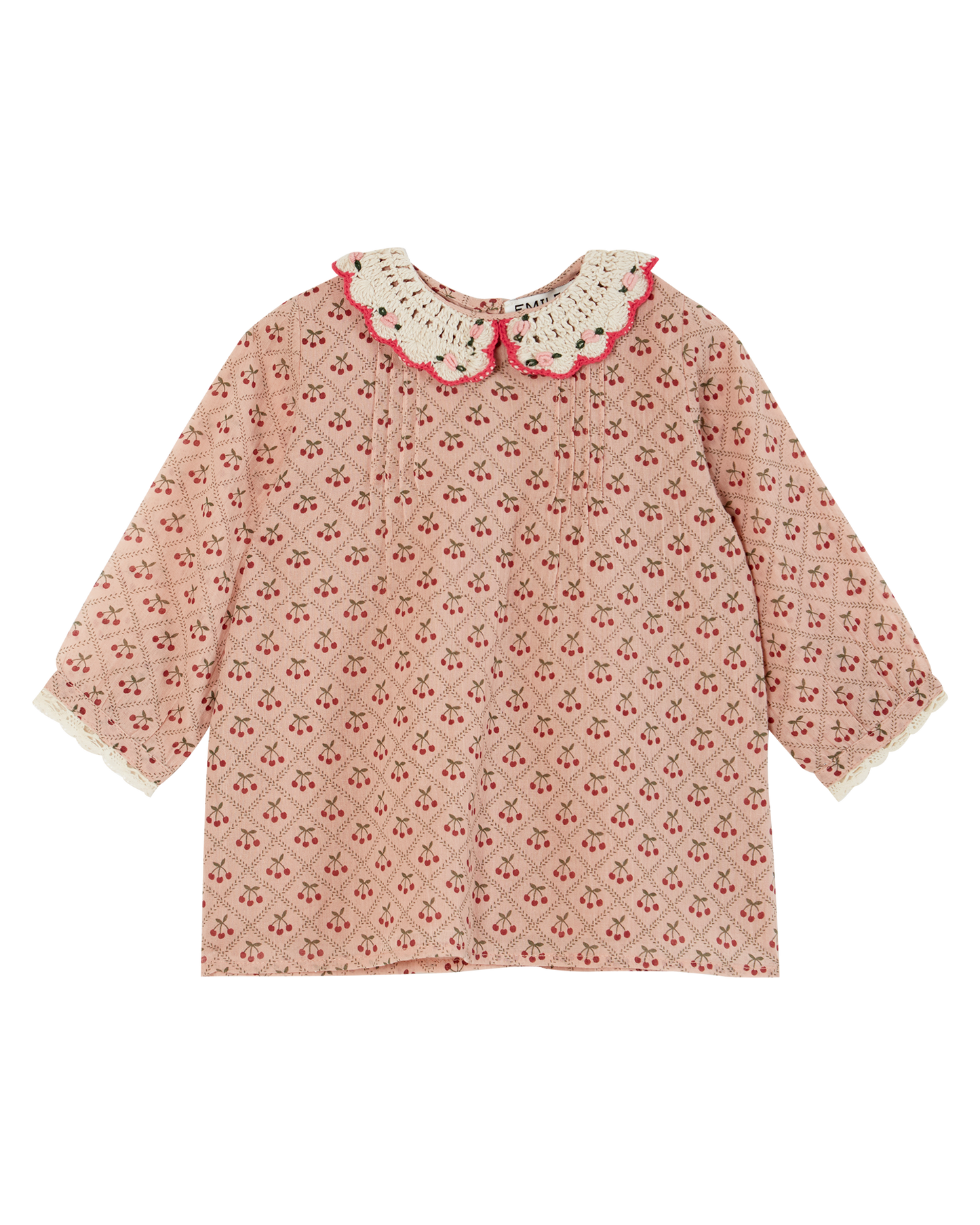 Robe bébé col crochet cherry rose