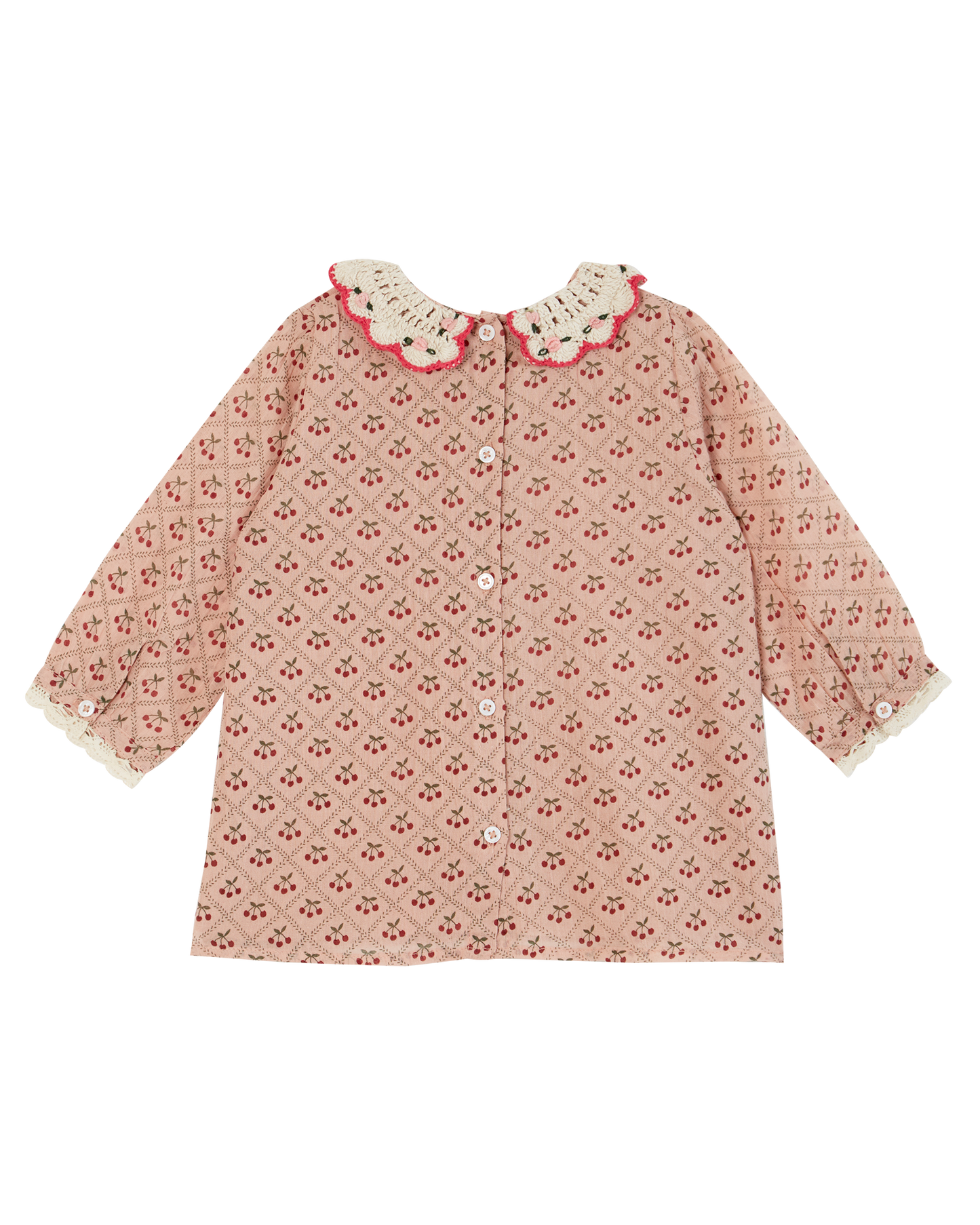 Robe bébé col crochet cherry rose