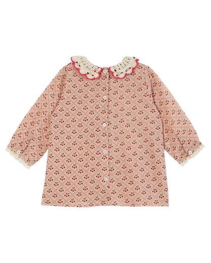 Robe bébé col crochet cherry rose