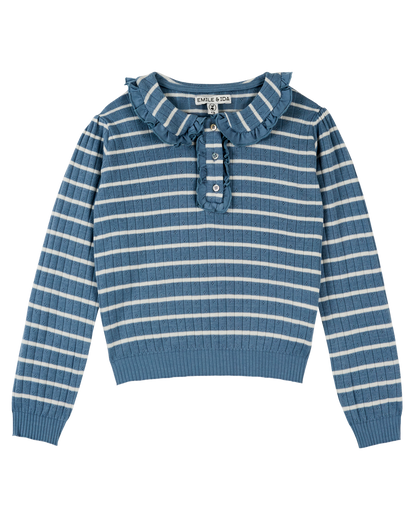 T-shirt rayures coton et modal ciel