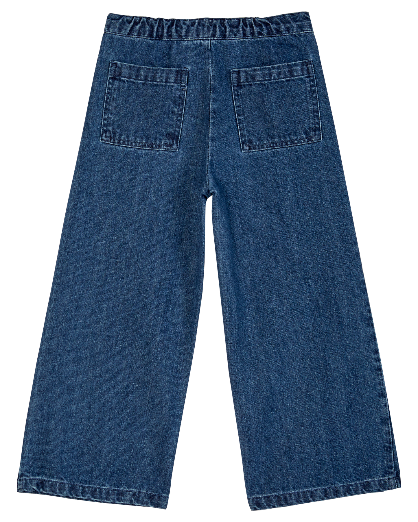 Jean poches fleurs denim bleu