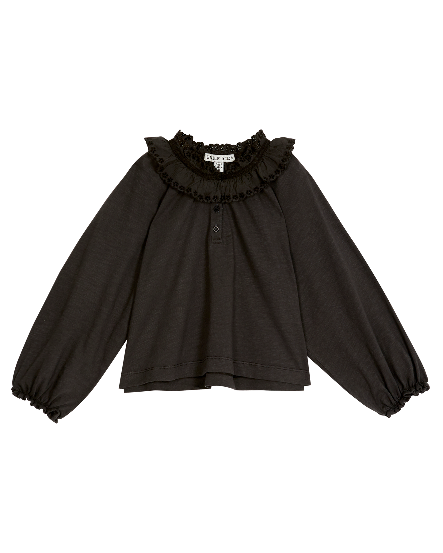 Blouse fille fronces coton bio bitume