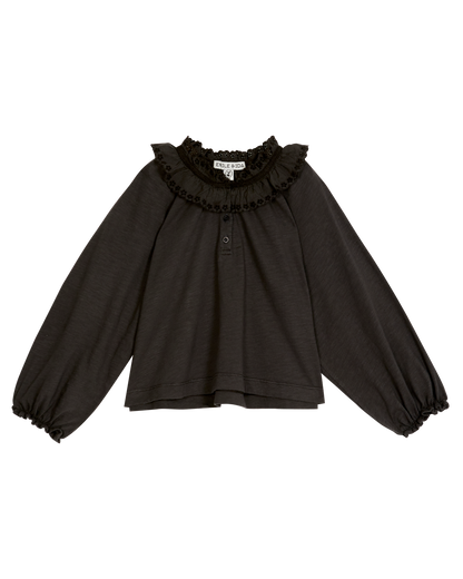 Blouse fille fronces coton bio bitume