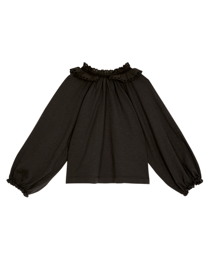 Blouse fille fronces coton bio bitume
