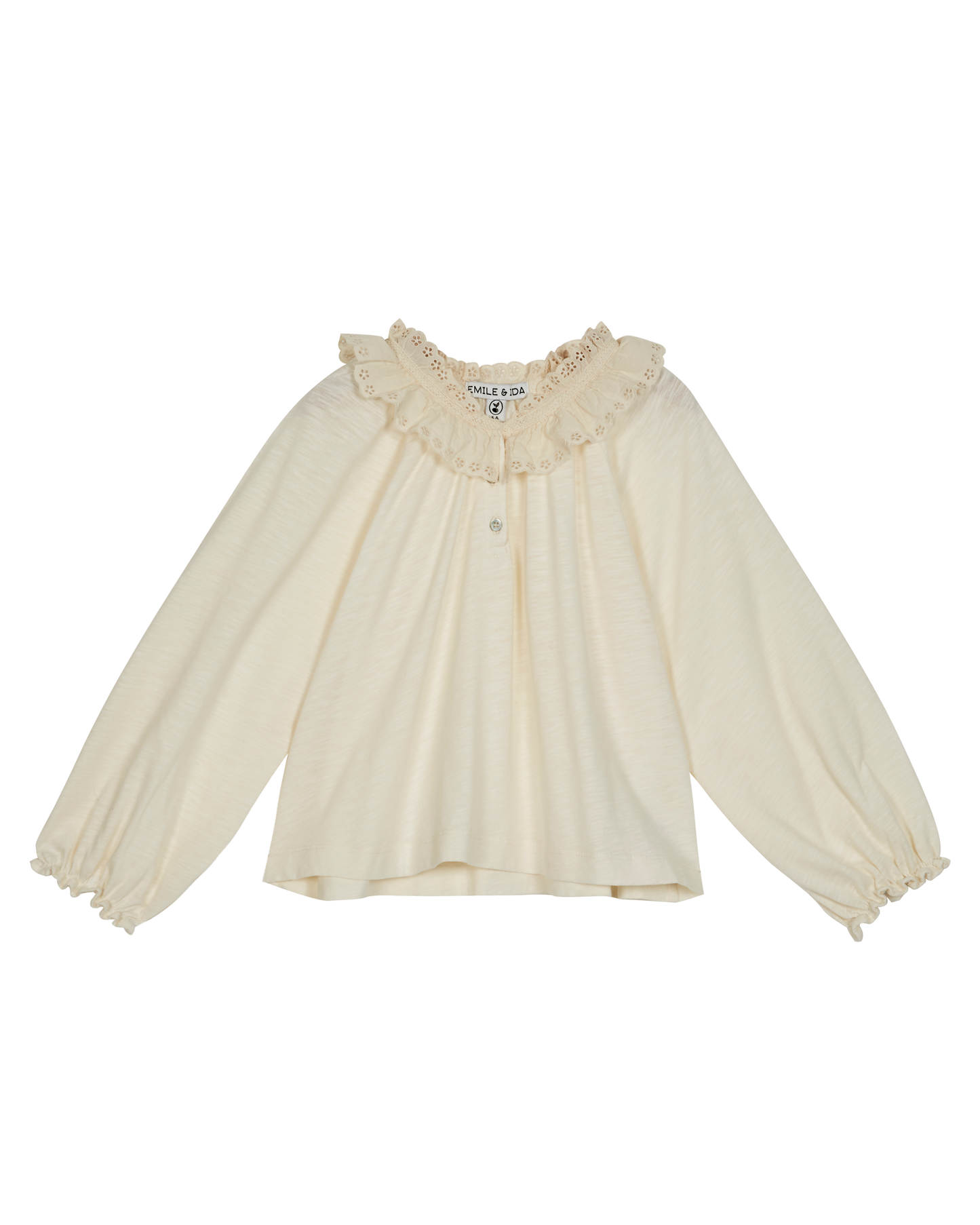 Blouse fille fronces coton bio écru