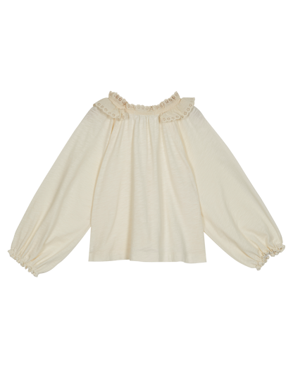 Blouse fille fronces coton bio écru