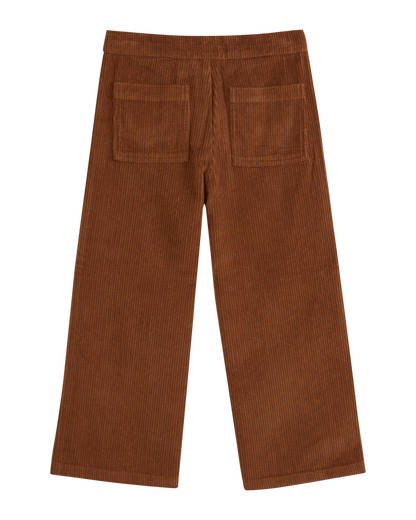Pantalon poches fleurs velours macadamia