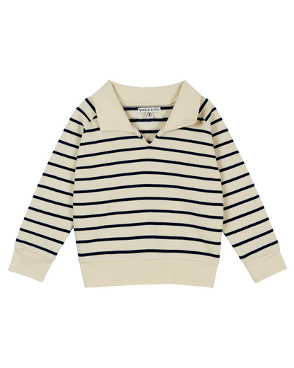 Sweat rayures coton bio marine