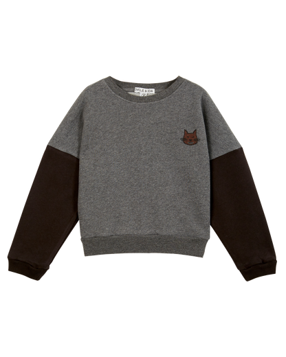 Sweat bicolore coton bio gris chiné foncé