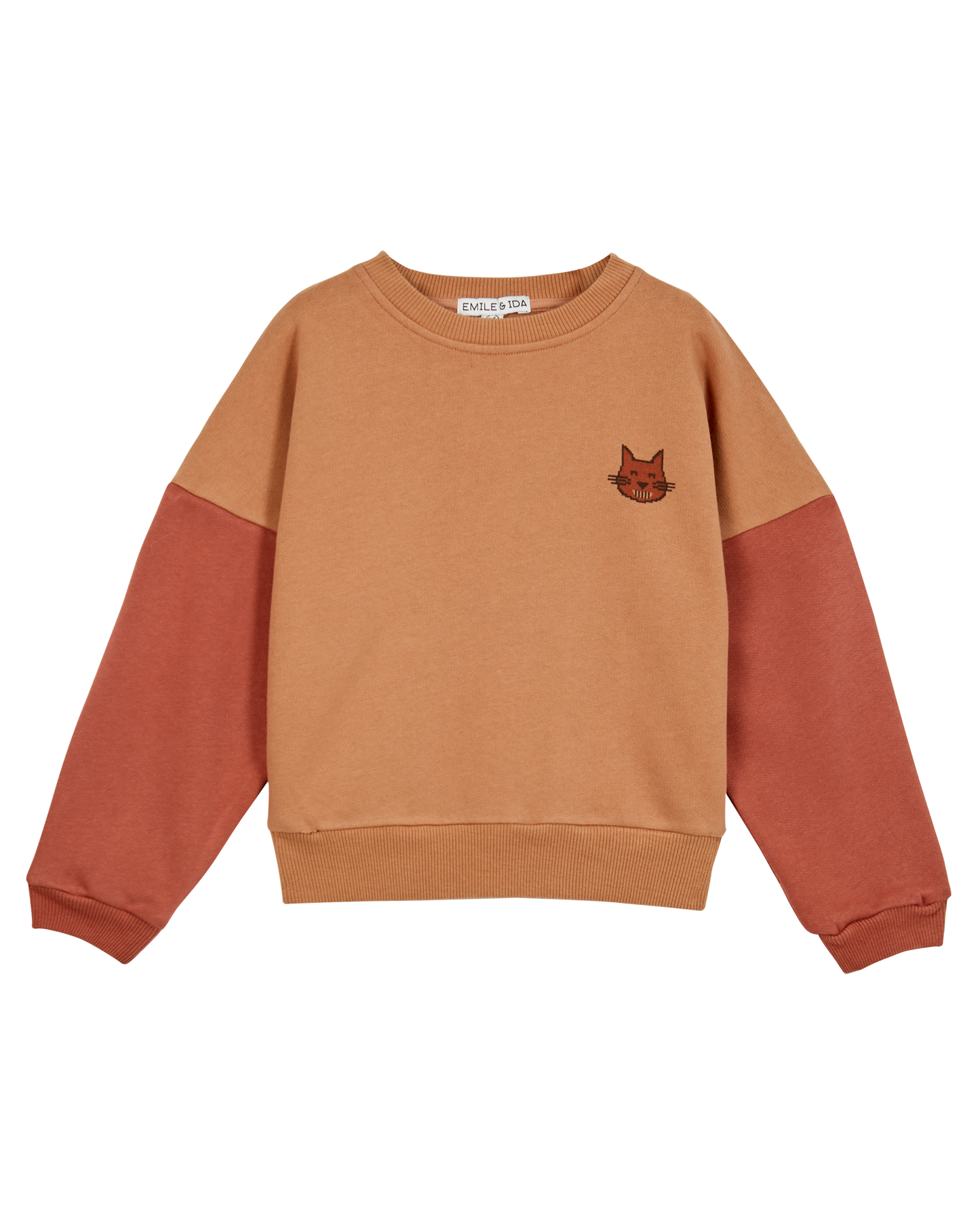 Sweat bicolore coton bio vieux rose et rouge