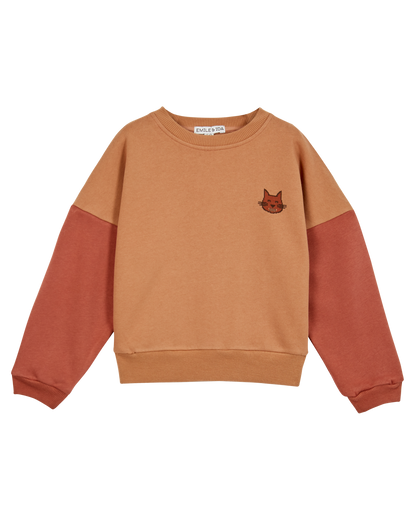 Sweat bicolore coton bio vieux rose et rouge