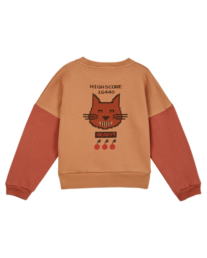 Sweat bicolore coton bio vieux rose et rouge