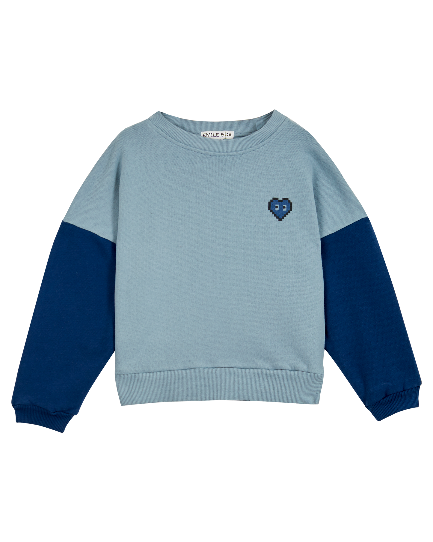 Sweat bicolore coton bio ciel et marine