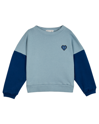 Sweat bicolore coton bio ciel et marine