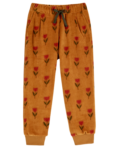 Jogger tulipe joyeuse velours marron