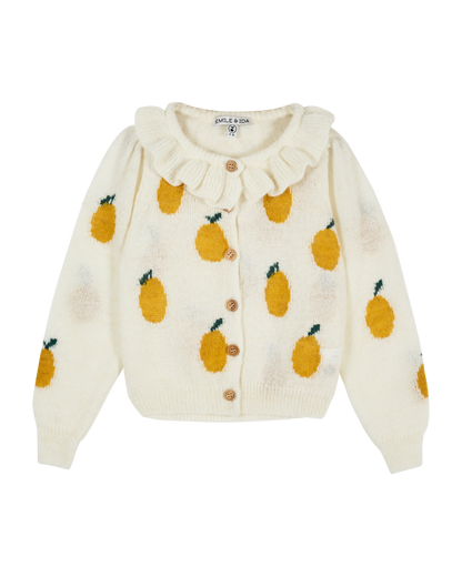 Cardigan fille citron écru