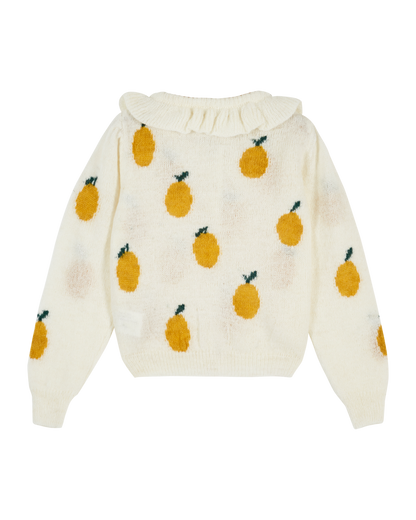 Cardigan fille citron écru