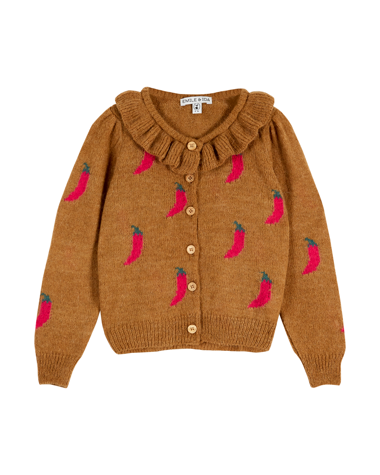 Cardigan fille collerette piment marron