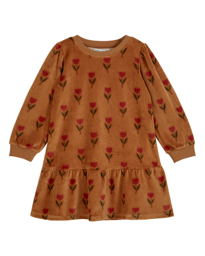Robe velours tulipe joyeuse marron