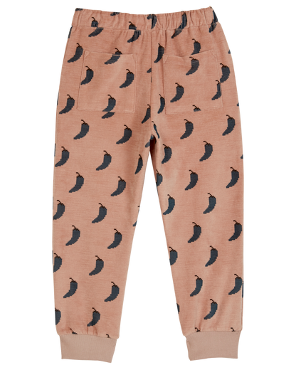 Jogger velours piment rose