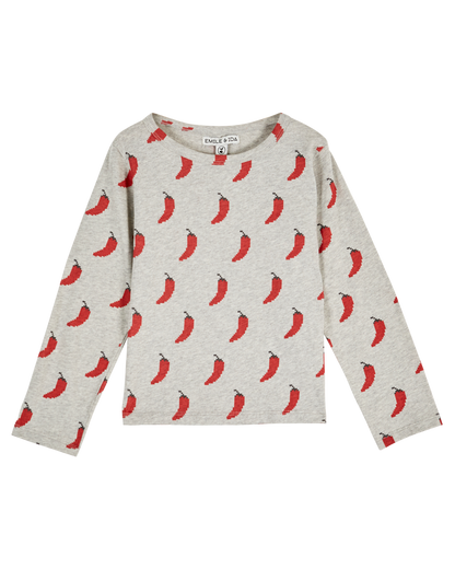 T-shirt piment coton bio gris chiné