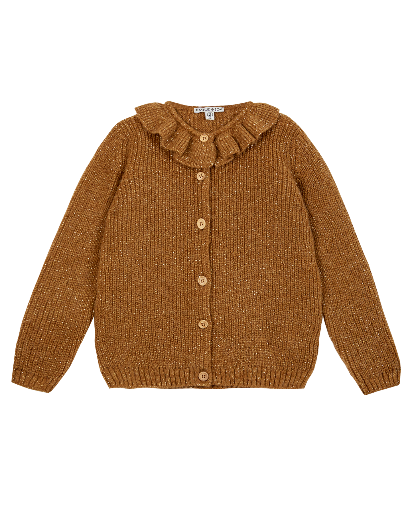 Cardigan collerette lurex marron