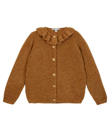 Cardigan collerette lurex marron