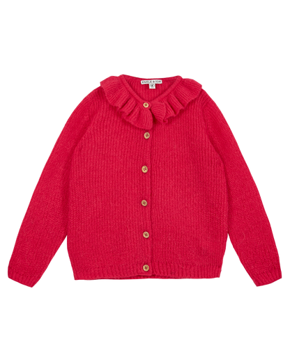 Cardigan collerette fushia