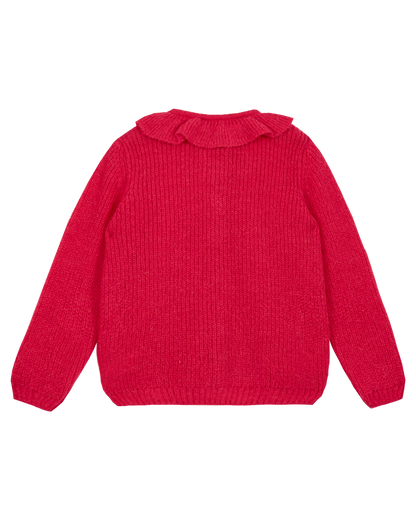 Cardigan collerette fushia