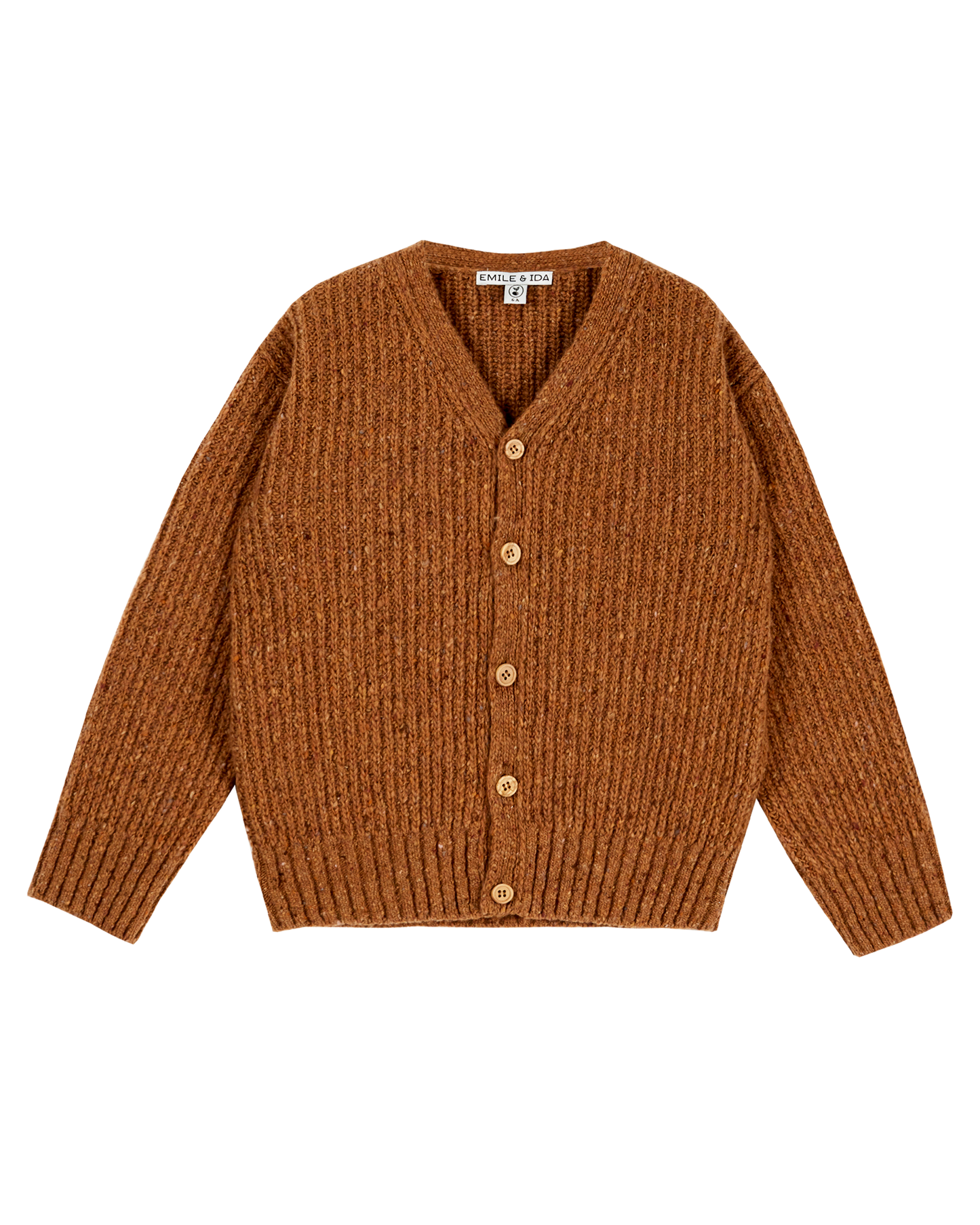 Cardigan enfant laine recyclée caramel